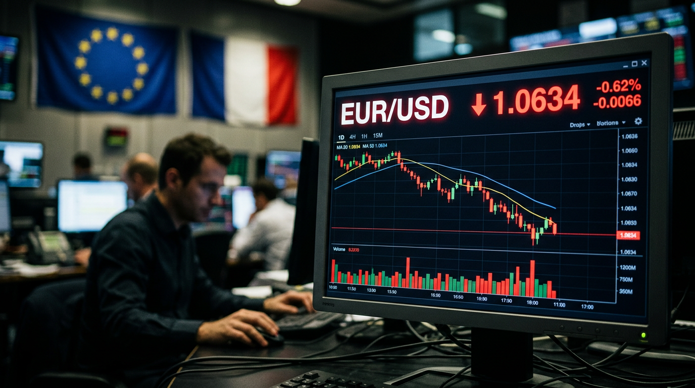 Euro im Abwärtsstrudel: Pariser Haushalts-Krise und teures Öl belasten Gemeinschaftswährung